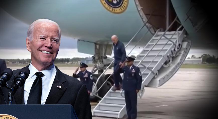Dünya bu görüntüleri konuşuyor! Biden yine düşüyordu