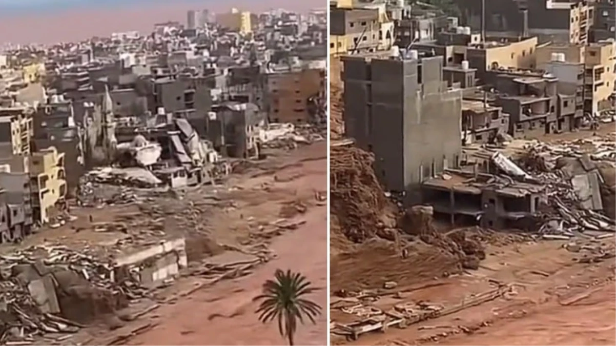 Türkiye’yi es geçip Libya’yı vurdu! Daniel Kasırgası’nın yarattığı yıkım böyle görüntülendi