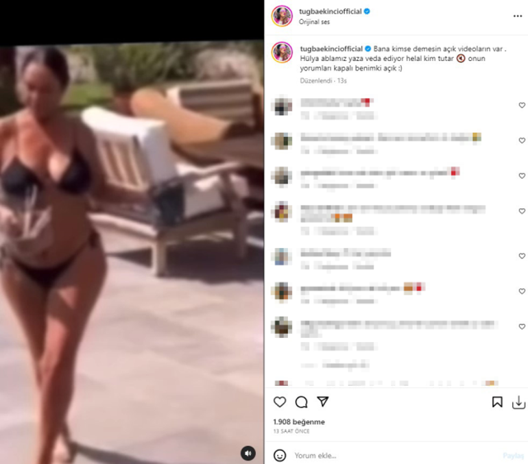 Hülya Avşar'ın bikinisiyle dans videosuna Tuğba Ekinci'den yorum gecikmedi!