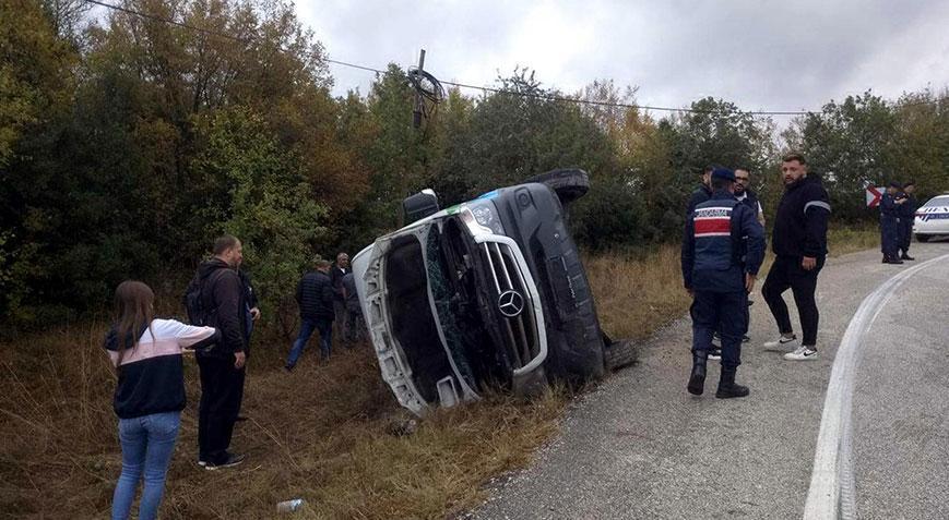 Tekirdağ’da yolcu minibüsü devrildi! Çok sayıda yaralı var