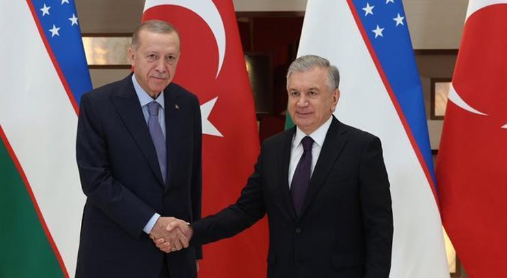 Cumhurbaşkanı Erdoğan, Şevket Mirziyoyev ile görüştü