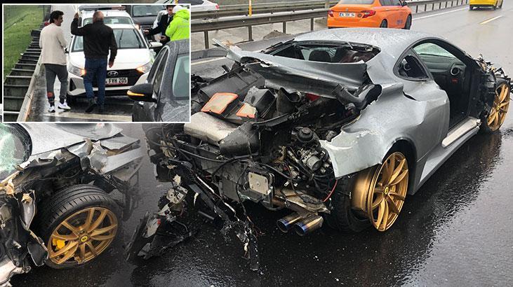 İstanbul’da 10 milyonluk aracıyla kaza yaptı! Yara almadan kurtuldu