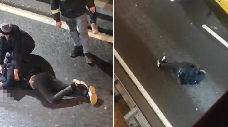 Taksim’de annesiyle tartışan genç üst geçitten atladı