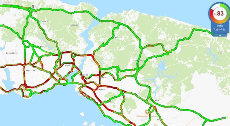 İstanbul'da trafik yoğunluğu! Yüzde 80'i geçti