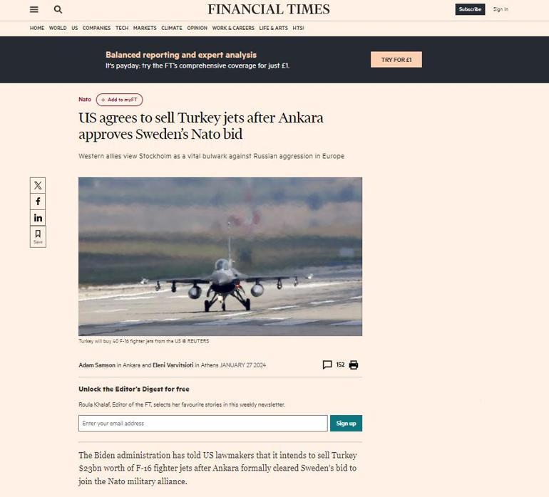 Dünya medyası Türkiye'ye F-16 satışını yazdı! Yunan basını: Erdoğan'dan yeni meydan okuma