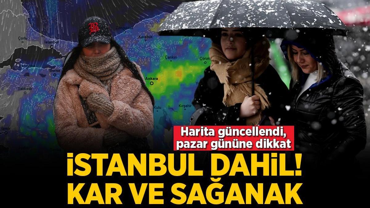 Son dakika… Meteoroloji haritayı güncelledi! İstanbul’a kar geliyor: Pazar gününe dikkat