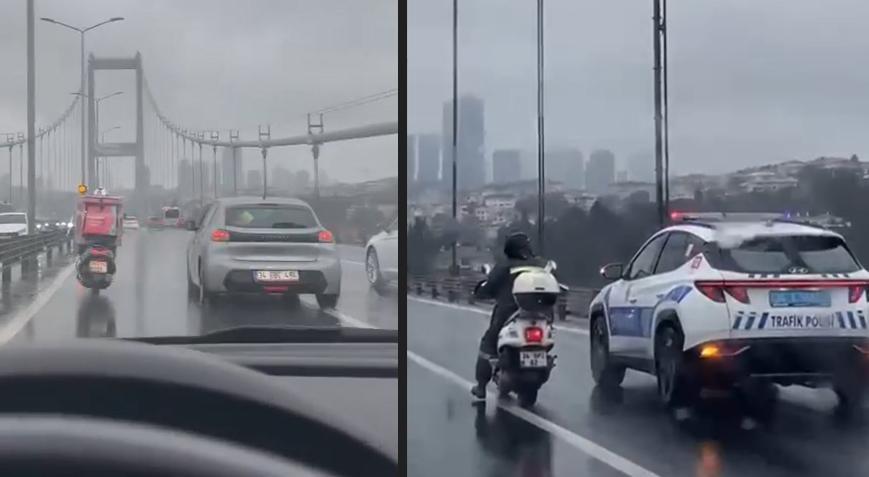 15 Temmuz Şehitler Köprüsü’nden geçmeye çalışan motosikletlilere sürücü desteği