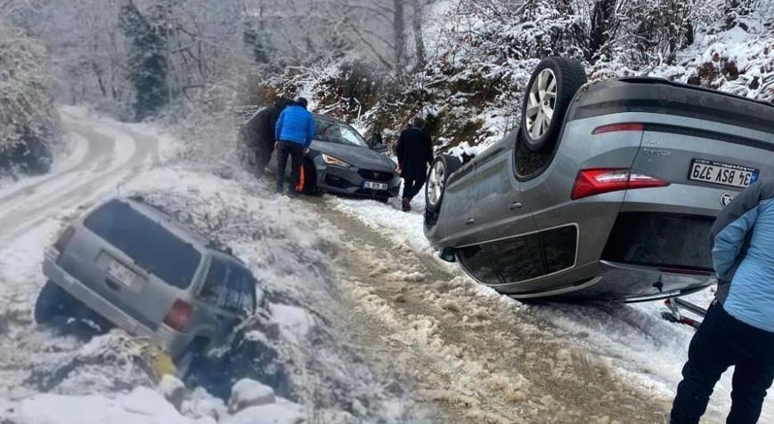 Uludağ yolu çarpışan otomobil pistine döndü! Sürücülerin kabusu oldu