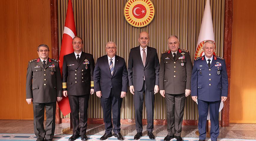 Bakan Güler ve komutanlar Meclis Başkanı Kurtulmuş’u ziyaret etti