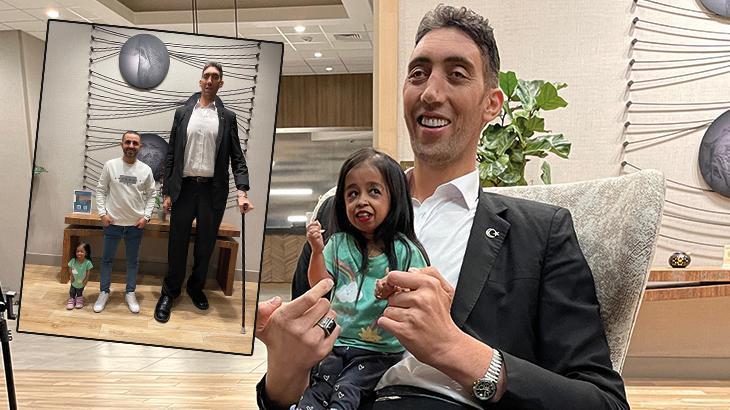 Sultan Kösen ile dünyanın en kısa kadını Jyoti Amge Los Angeles’da buluştu