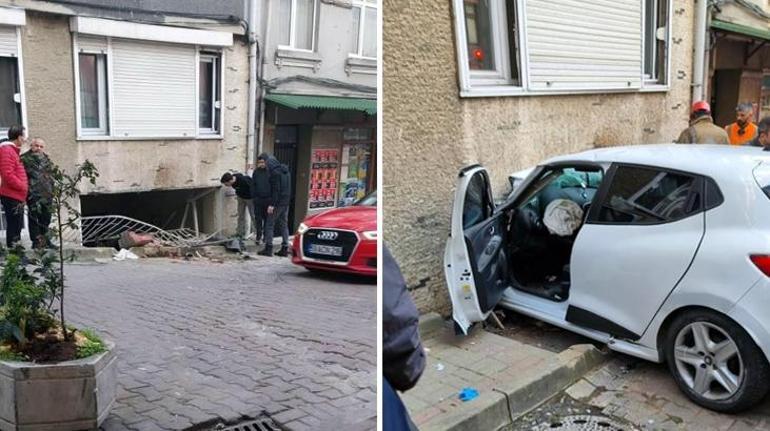 Beşiktaş’ta feci kaza! Yokuş aşağı inerken eve daldı: 2 yaralı