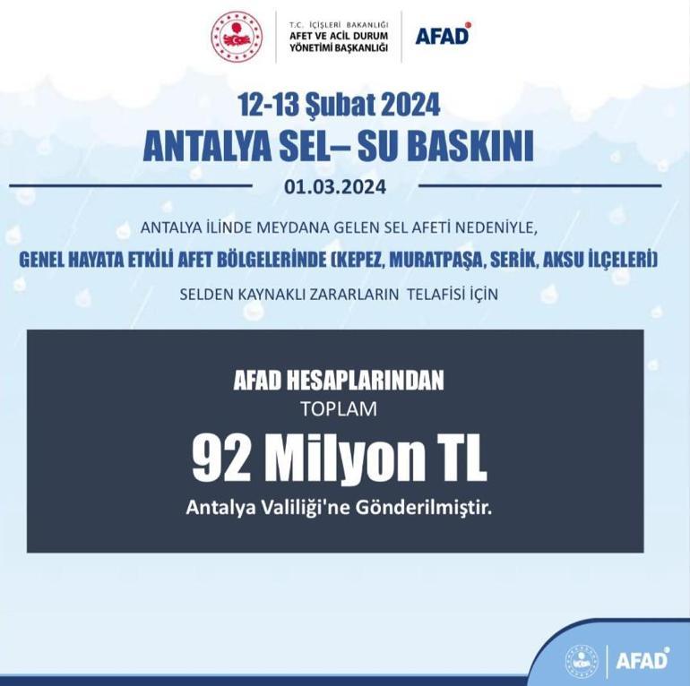 Bakan Yerlikaya açıkladı: Antalya'da 4 ilçe afet bölgesi ilan edildi