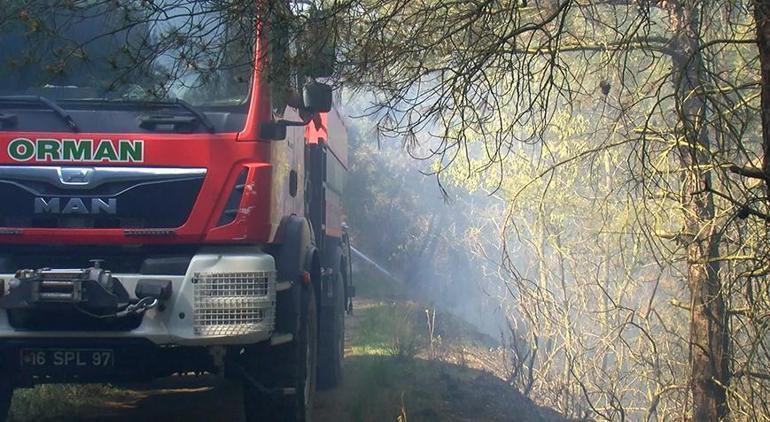 Bursa'da orman yangını! Ekiplerin müdahalesiyle 2 saatte kontrol altına alındı