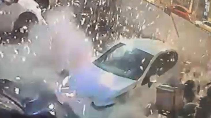 Kağıthane’deki otoparka el bombalı saldırı kamerada