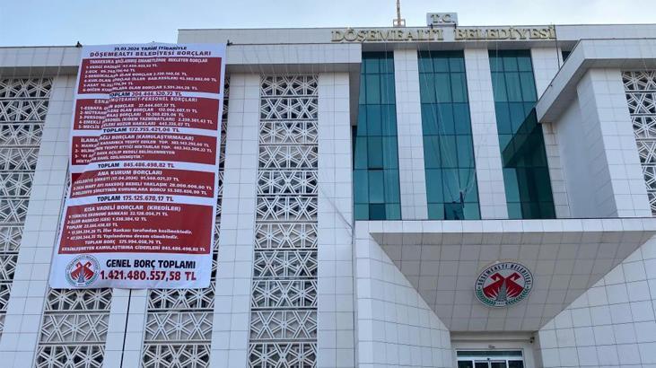 CHP’li belediye, önceki CHP’li yönetimin borçlarını binaya astı! Kalem kalem açıklandı