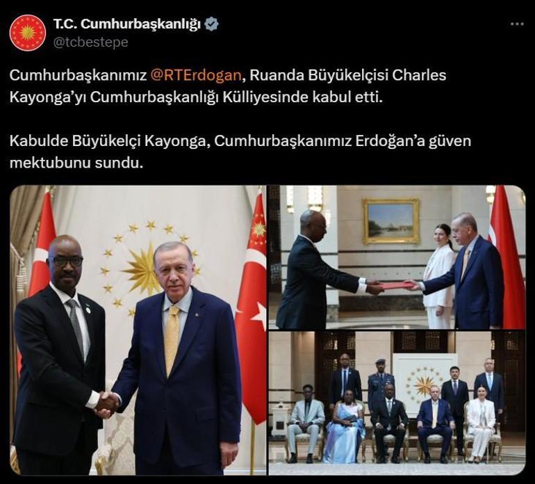 Erdoğan'a Ruanda ve Nikaragua elçilerinden güven mektubu