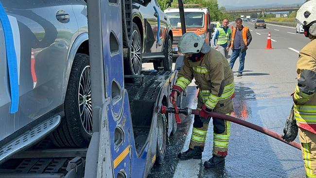 50 milyonluk TIR son anda kurtarıldı! Anadolu otoyulunda zamanla yarış