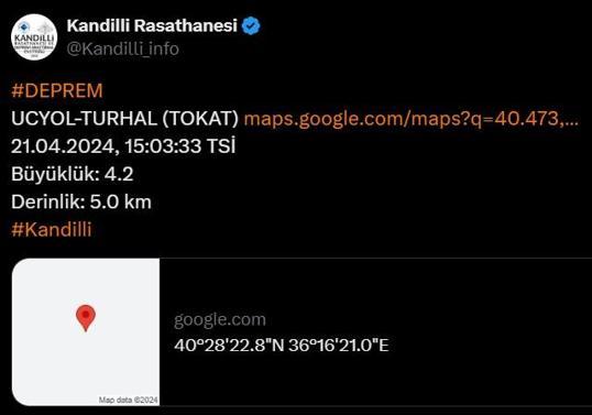 Tokat'ta 4.1 büyüklüğünde deprem! AFAD ve Kandilli'den peş peşe açıklamalar